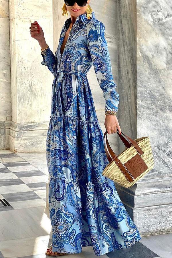 Lilipretty Gracefully Yours Paisley Floral Shirt Maxi Dress