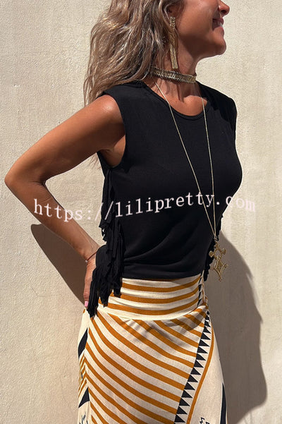 Lilipretty Told You So Girl Cotton Blend Tassel Trim Relaxed Top
