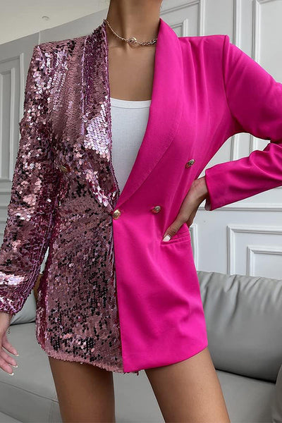 Lilipretty Malibu Queen Colorblock Sequin Blazer Dress
