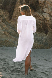 Lilipretty A Perfect Travel Linen Blend Pocketed Cover-up Dress