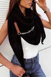 Lilipretty Knitted Shawl with Perforated Leather Buckle