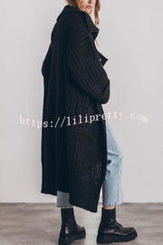 Lilipretty Chunky and Warm Knit Button Pocketed Oversized Midi Cardigan