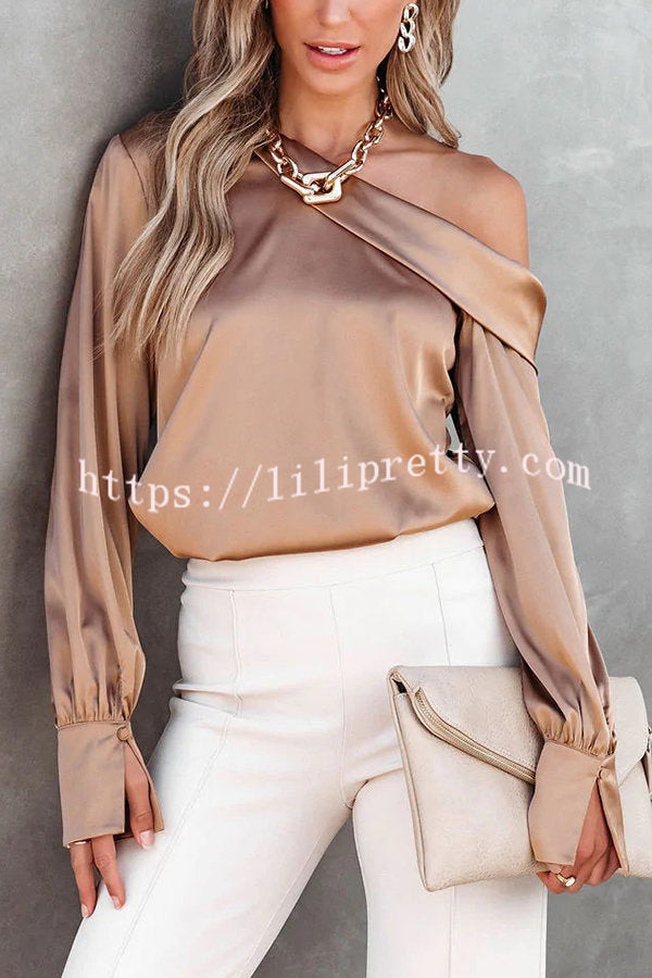 Lilipretty Guest of Honor Satin Off The Shoulder Blouse