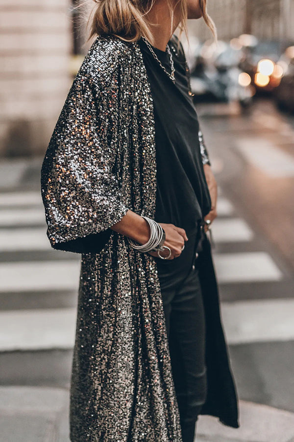 Lilipretty Disco Glamour Bell Sleeve Sequin Jacket