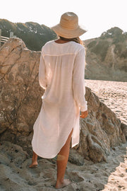 Lilipretty A Perfect Travel Linen Blend Pocketed Cover-up Dress