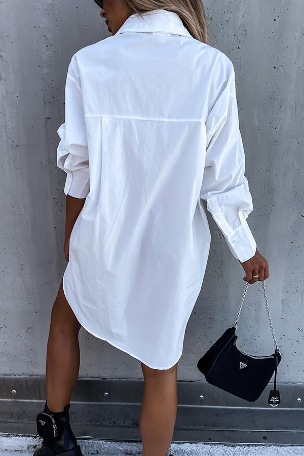 Lilipretty Never Easy Black/White Pocketed Shirt Dress