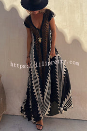 Lilipretty Beach Dates Ethnic Print A-line Maxi Dress