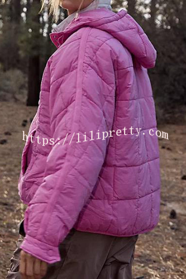 Lilipretty Warms My Soul Pocket Quilted Puffer Relaxed Pullover Hoodie