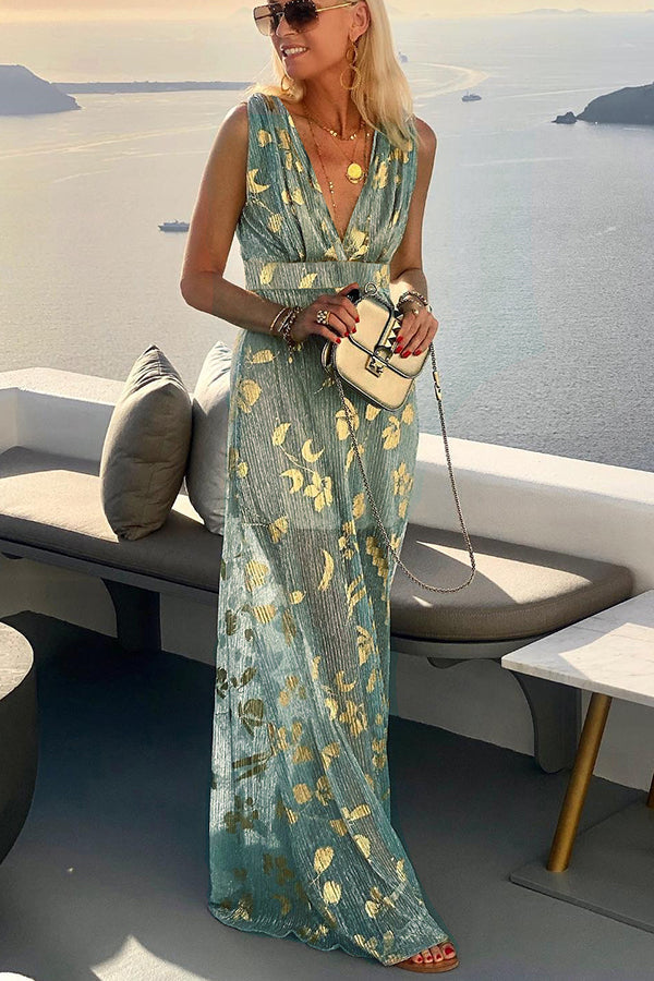 Lilipretty Golden Sunset Stories V-neck Maxi Dress – lilipretty