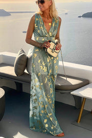 Lilipretty Golden Sunset Stories V-neck Maxi Dress