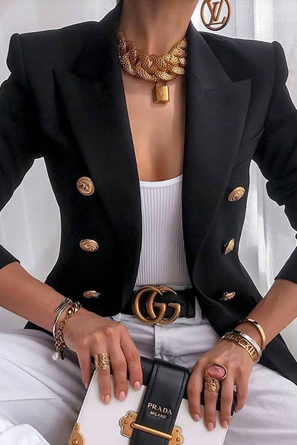 Lilipretty Just Go for It Metal Double Breasted Blazer