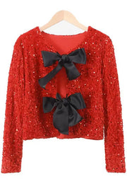 Lilipretty Two Ways To Celebrate Tie-front Bow Sequined Jacket