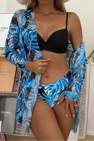 Lilipretty Belle Tropical Print Wrap Underwire Bikini with Cover Up