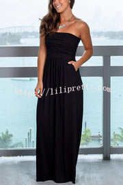 Lilipretty My Lucky Day Pocketed Strapless Maxi Dress