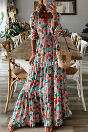 Lilipretty Full Bloom Floral Adjustable Waist Maxi Dress