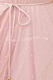 Lilipretty Summer Cinderella Tulle Polka Dots Tie Straps Midi Dress