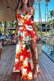 Lilipretty Sweet By The Sea Printed Slit Cover-Up Maxi Dress