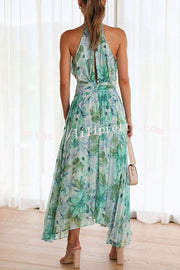Lilipretty Sunny Forecast Floral Cutout Neck Pleated Midi Dress