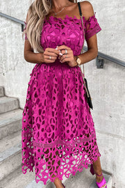 Lilipretty Dream Date Off Shoulder Crochet Lace Midi Dress