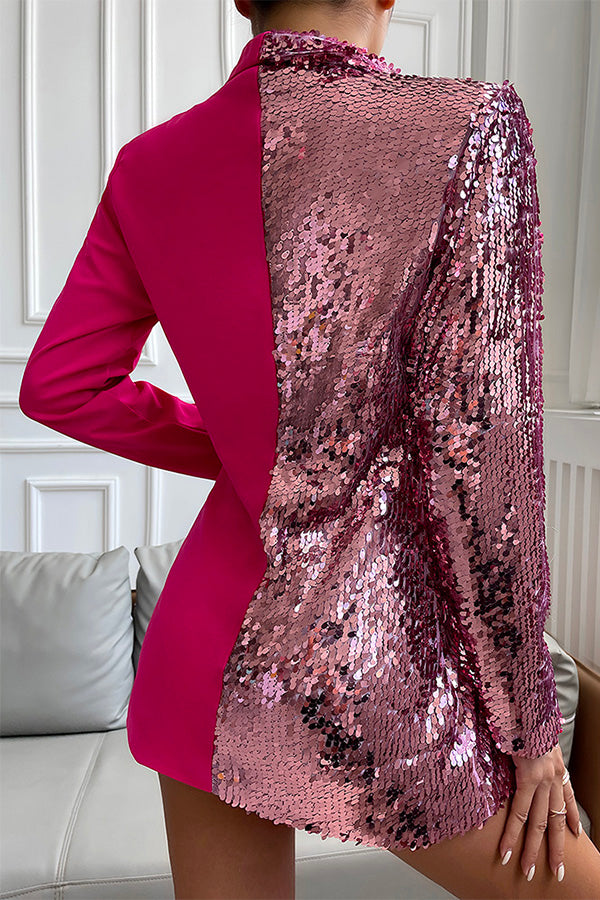 Lilipretty Malibu Queen Colorblock Sequin Blazer Dress