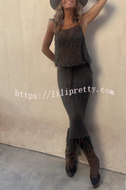 Lilipretty Roman Holiday Crochet Fringe Tank Skirt Suits