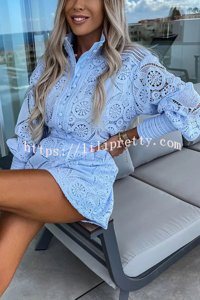 Lilipretty Radiant Blessings Eyelet Crochet Lace Blouse and Shorts Set