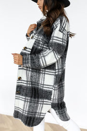 Lilipretty Women's  Woolen Plaid Trench Coat