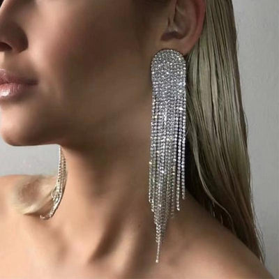 Lilipretty Geometric alloy diamond tassel earrings