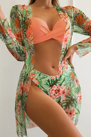 Lilipretty Belle Tropical Print Wrap Underwire Bikini with Cover Up