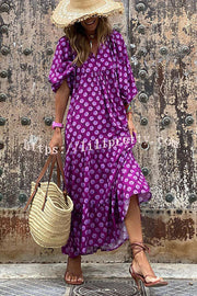 Lilipretty Fabulous Time Puff Sleeve Tiered Midi Dress