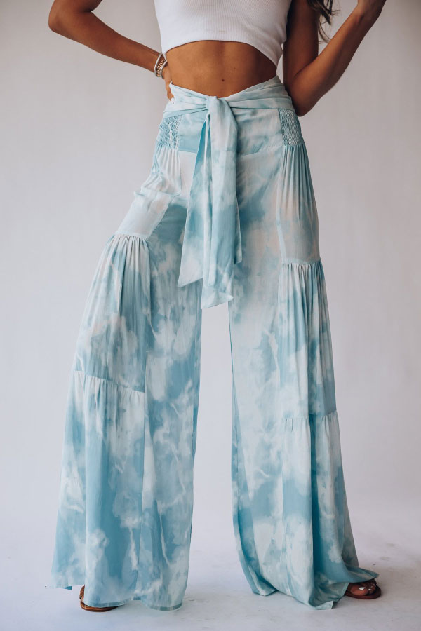 Lilipretty Tie-dye Printed Waisted Flared Track Pants