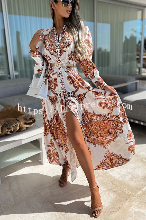Lilipretty Sunshine on The Horizon Baroque Print Maxi Dress