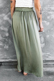 Lilipretty Adjustable Drawstring Waist Silky Maxi Skirt