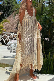 Lilipretty Sun Kissed Dreams Hollow Out Tassel Knit Beach Midi Dress