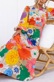 Lilipretty Bloom Forever Floral Print Cutout Elastic Waist Maxi Dress