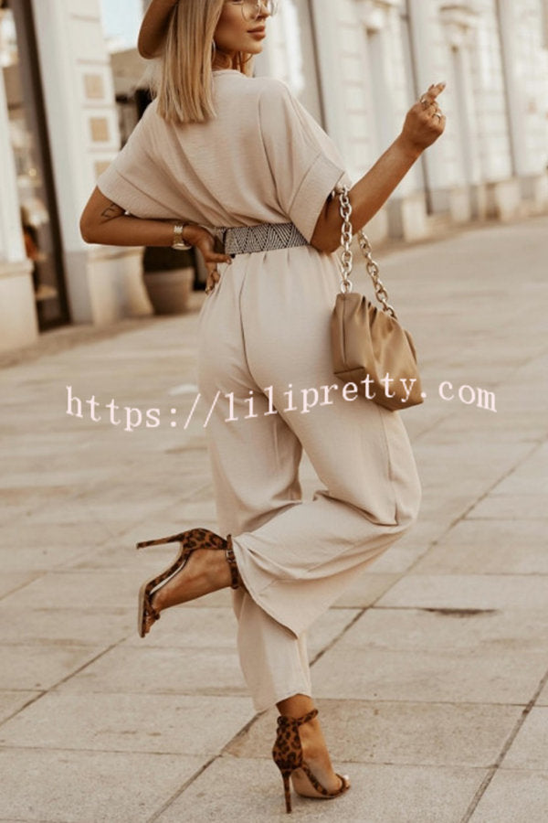 Lilipretty Daytime Diva Belted Wrap Relaxed Jumpsuit