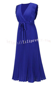 Lilipretty Lost Soul V Neck Pleated Maxi Dress
