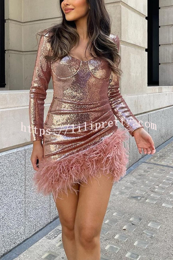 Lilipretty Dance You Through The Night Sequin Feather Party Dress