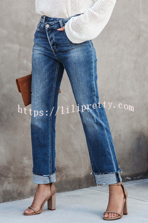 Lilipretty Stretchy High Rise Jeans with a Cross Over Style for You