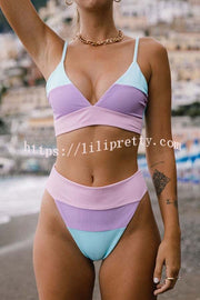 Lilipretty Cool In Colorblock Ribbed Bikini Swimsuit