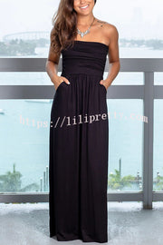 Lilipretty My Lucky Day Pocketed Strapless Maxi Dress
