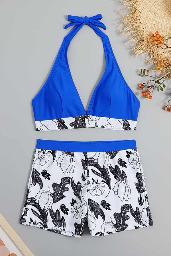 Adelle Random Floral Colorblock Halter Bikini Set – lilipretty