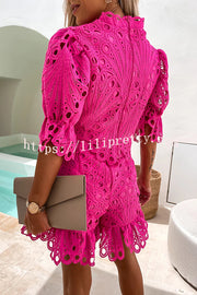 Lilipretty Pretty Personality Crochet Lace Shorts Suit