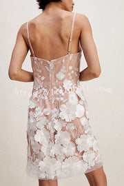 Lilipretty Dream World Floral Applique Adjustable Straps Mini Dress for Home Coming Party
