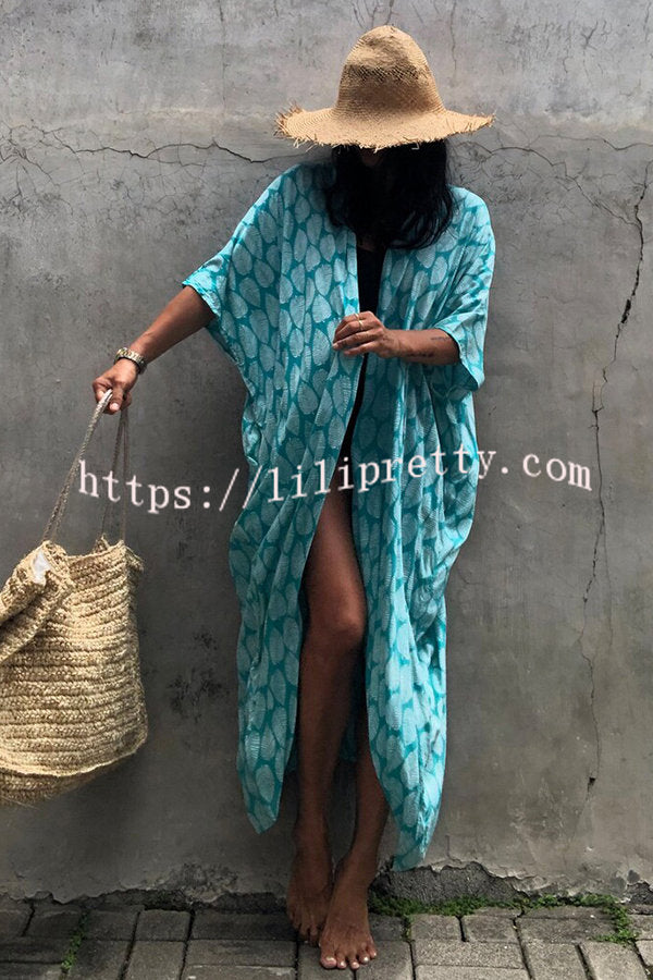 Lilipretty Hidden Island Boho Printed Kimono Beach Cover-up