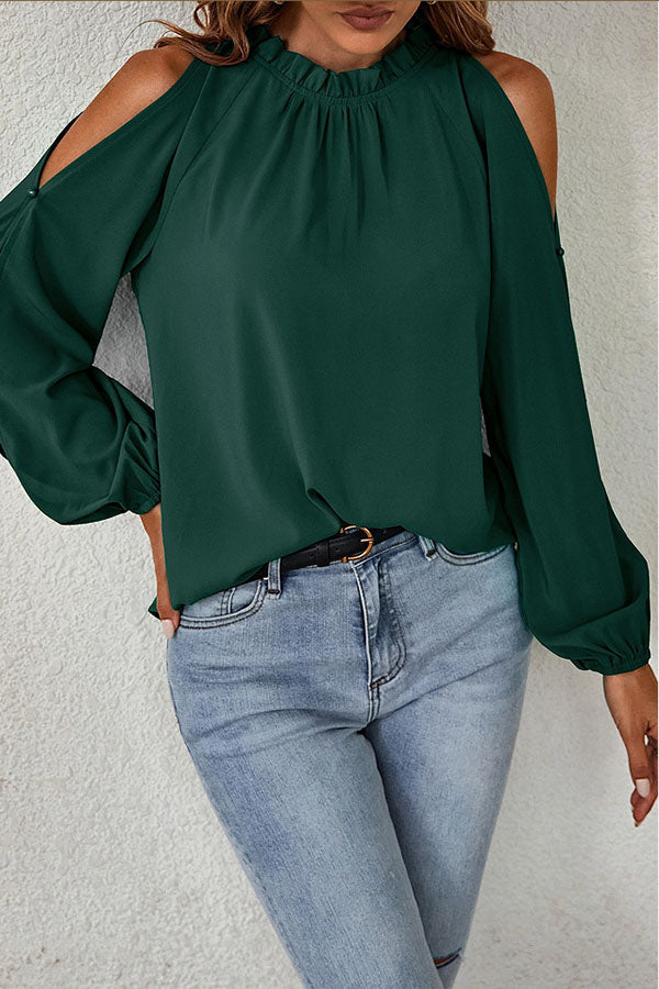 Lilipretty Everything and More Pleated Cold Shoulder Top