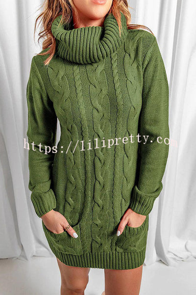 Lilipretty Relax More Cable Pocketed Knit Mini Dress