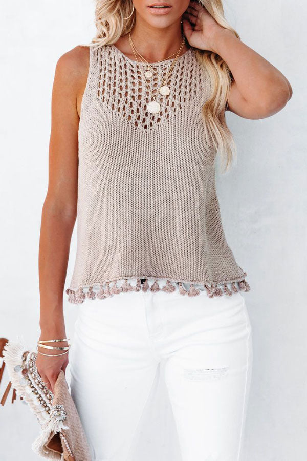 Lilipretty Solid Color Sexy Hollow Fringed Sweater