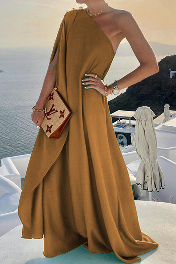 Lilipretty Alyse One Shoulder A-line Elegant Maxi Dress