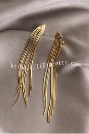 Lilipretty Long snake chain tassel earrings